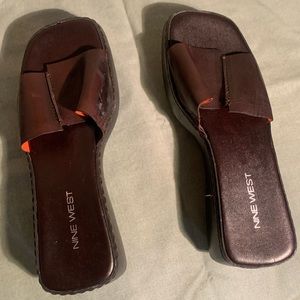 Nine West Square Toe Platform Slides
